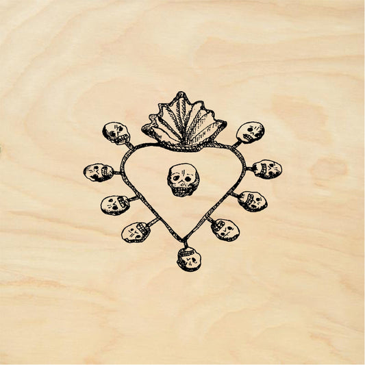 StampaFe Skull heart - Rubber Stamp 1 x 1.5