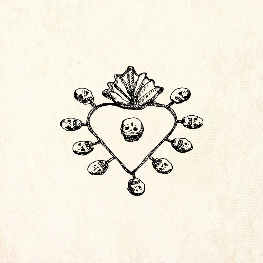 StampaFe Skull heart - Rubber Stamp 1 x 1.5