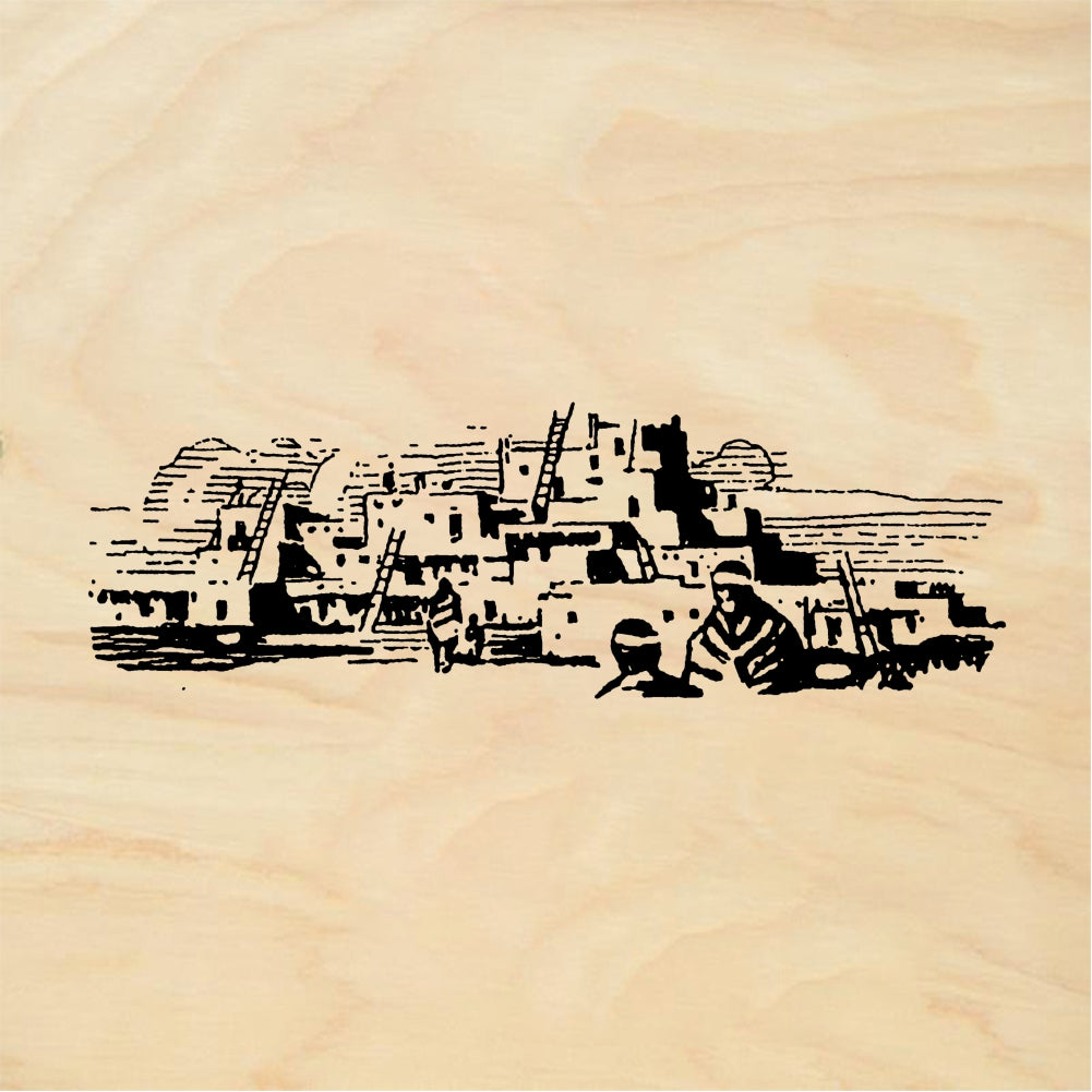 StampaFe Little Pueblo Village Scene Rubber Art Stamp