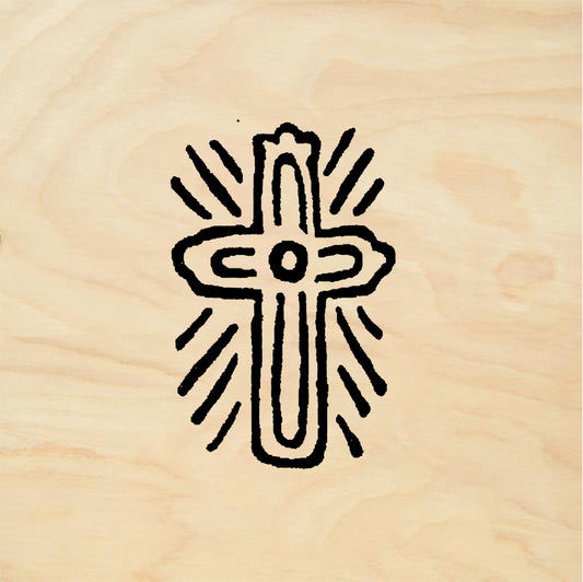 StampaFe Carved cross #1 Carved Cross One - Rubber Stamp 1 x 1.75