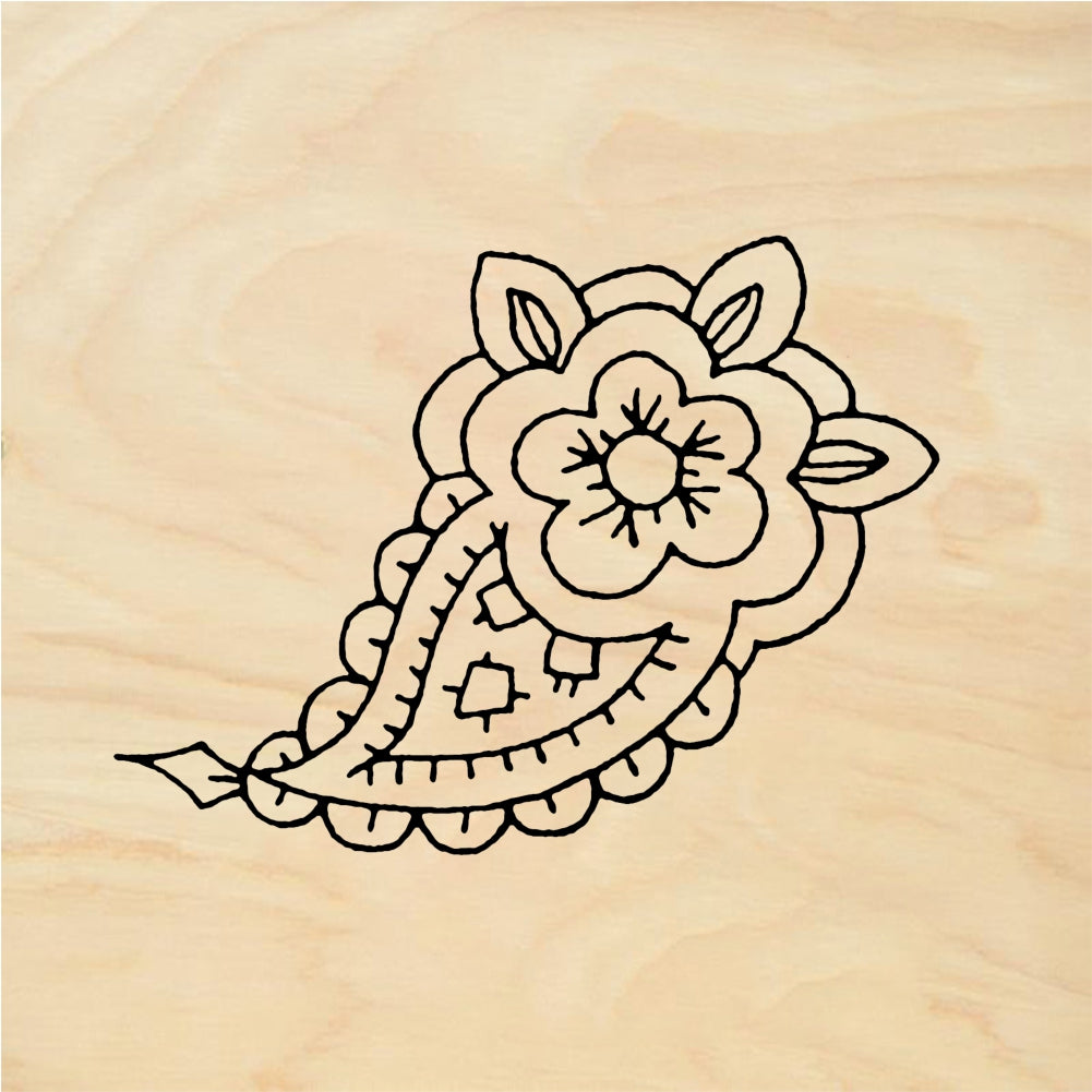 StampaFe Paisley, flower Paisley Flower - Rubber Stamp 1.25 x 0.75