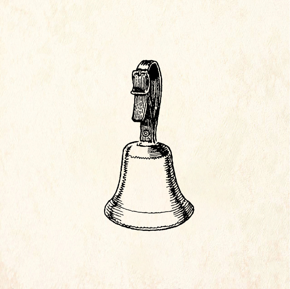 StampaFe Bell w/leather handle Bell With Handle - Rubber Stamp 1.25 x 1.75