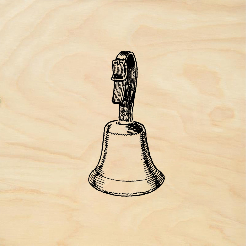 StampaFe Bell w/leather handle Bell With Handle - Rubber Stamp 1.25 x 1.75