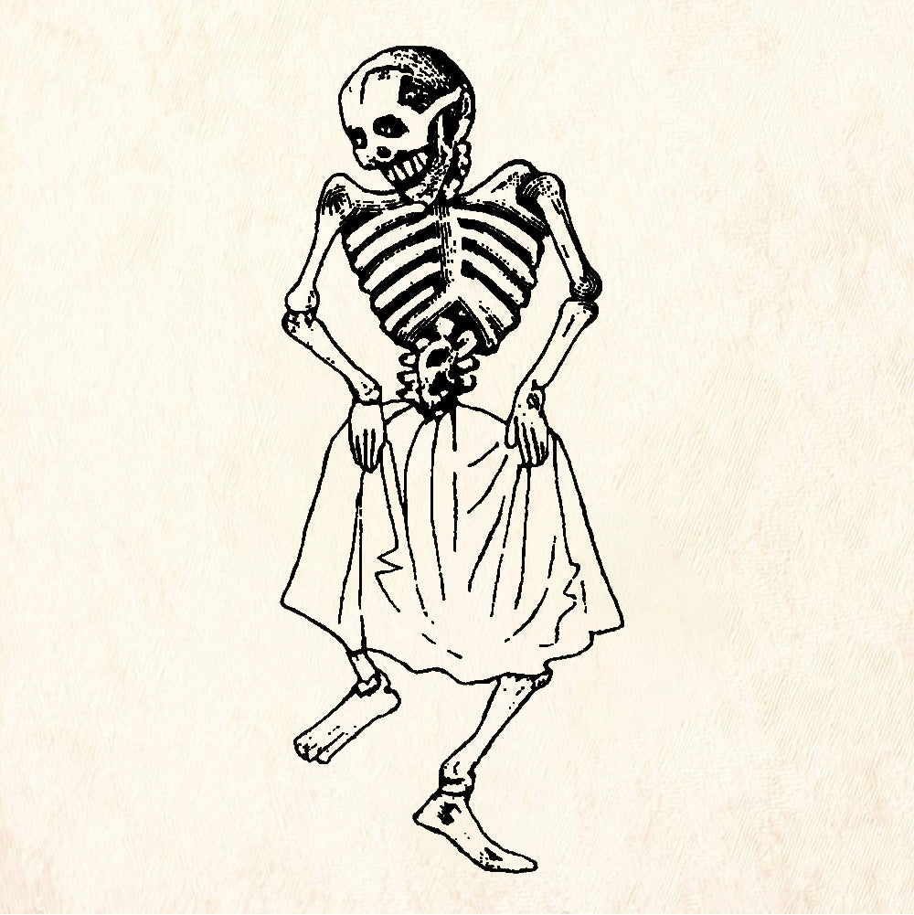 StampaFe Fandango Jane Dancing Skeleton Woman Rubber Stamp 1 x 2.5