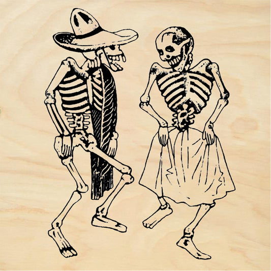 StampaFe Fandango Couple Skeletons Dancing Rubber Stamp 2 x 2.75
