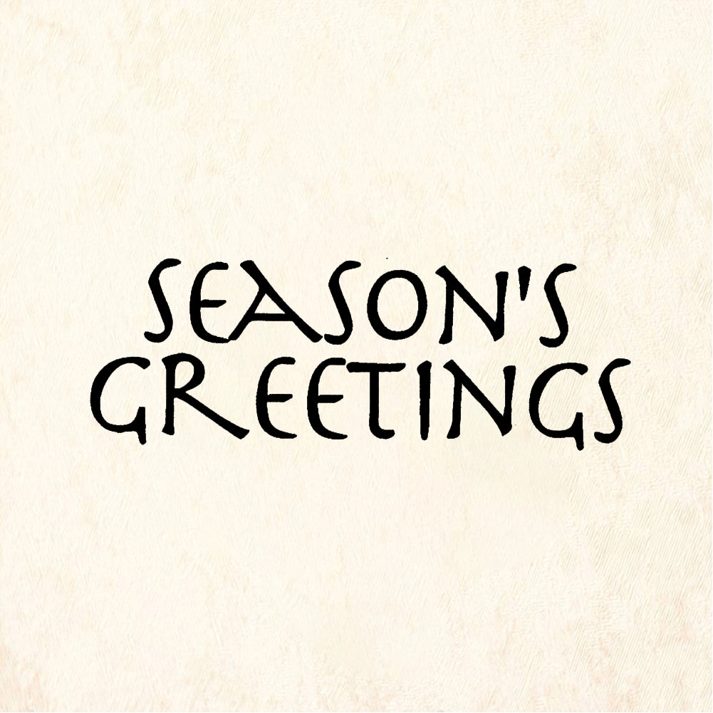 StampaFe SEASON'S GREETINGS, perseus lg. Greetings Lg - Rubber Stamp 4 x 1.5