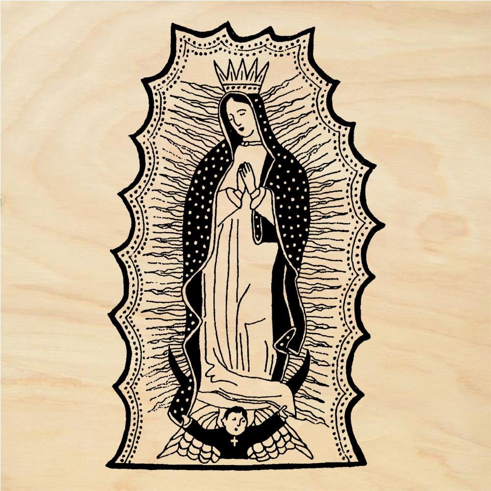 StampaFe Large Folk Art Guadalupe Rubber Art Stamp