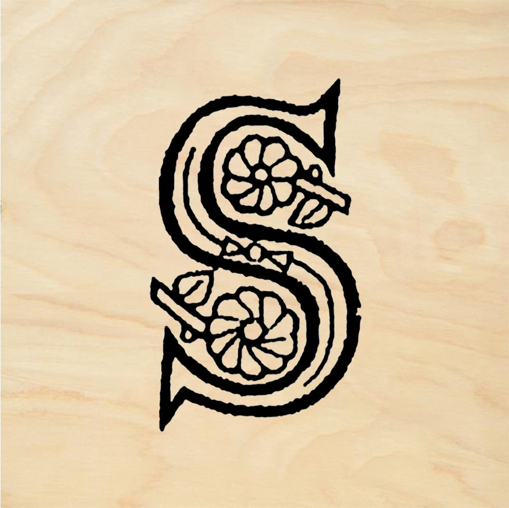 StampaFe Flowery Letter S - Rubber Stamp 1 x 0.75