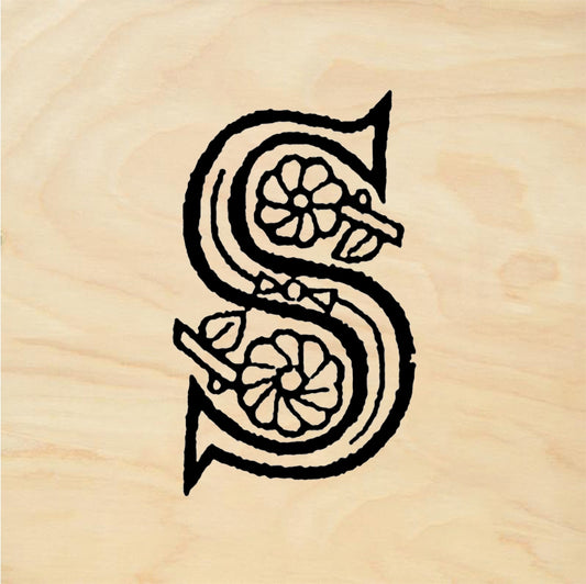 StampaFe Flowery Letter S - Rubber Stamp 1 x 0.75