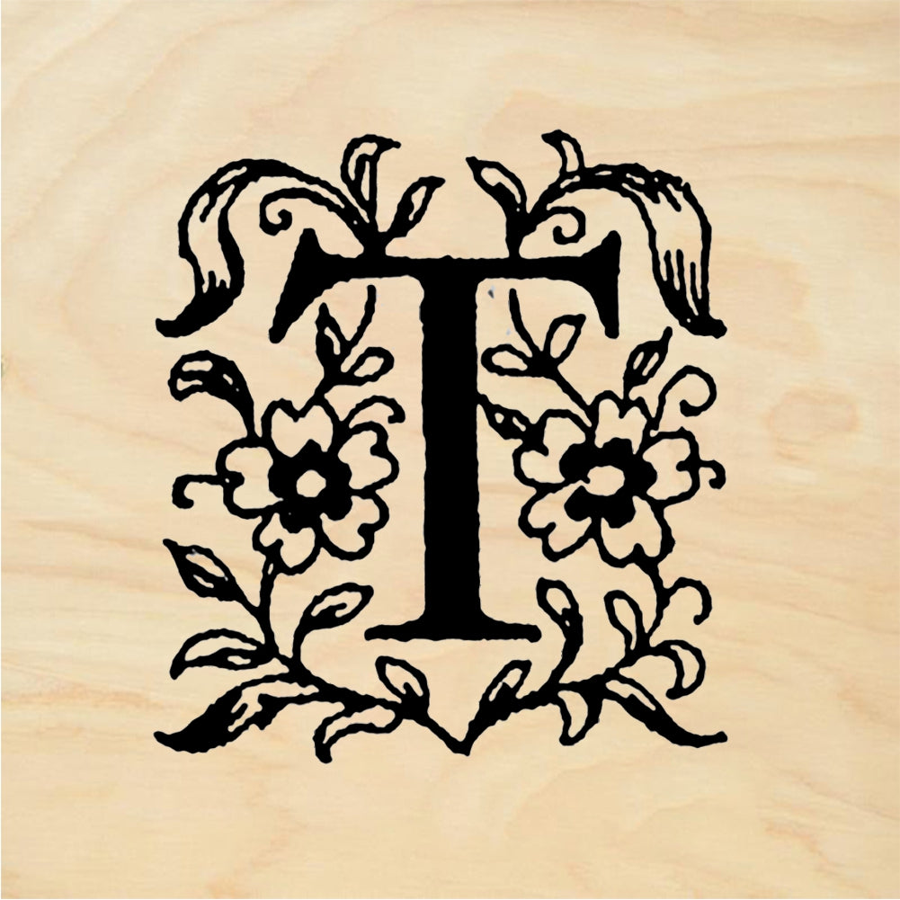 StampaFe Flowery Letter T - Rubber Stamp 1 x 1