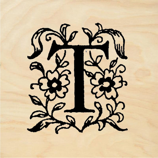 StampaFe Flowery Letter T - Rubber Stamp 1 x 1