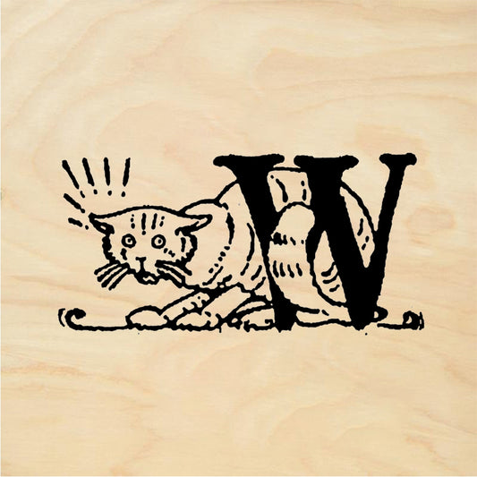 StampaFe Cat Letter W - Rubber Stamp 0.75 x 0.75