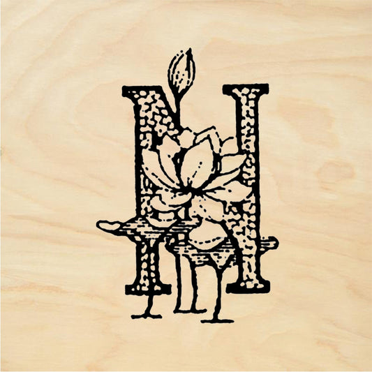 StampaFe Lotus Letter N - Rubber Stamp 1 x 1
