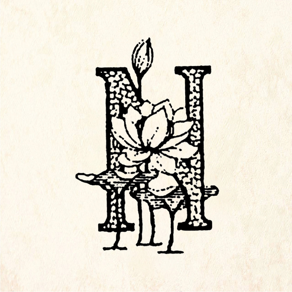 StampaFe Lotus Letter N - Rubber Stamp 1 x 1