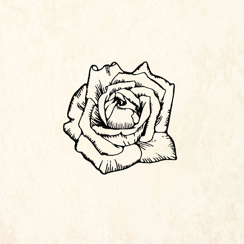 StampaFe Single rose Flower - Rubber Stamp 1 x 0.75