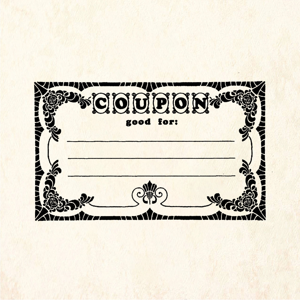 StampaFe Coupon, good for Blank Coupon - Rubber Stamp 3 x 1.25
