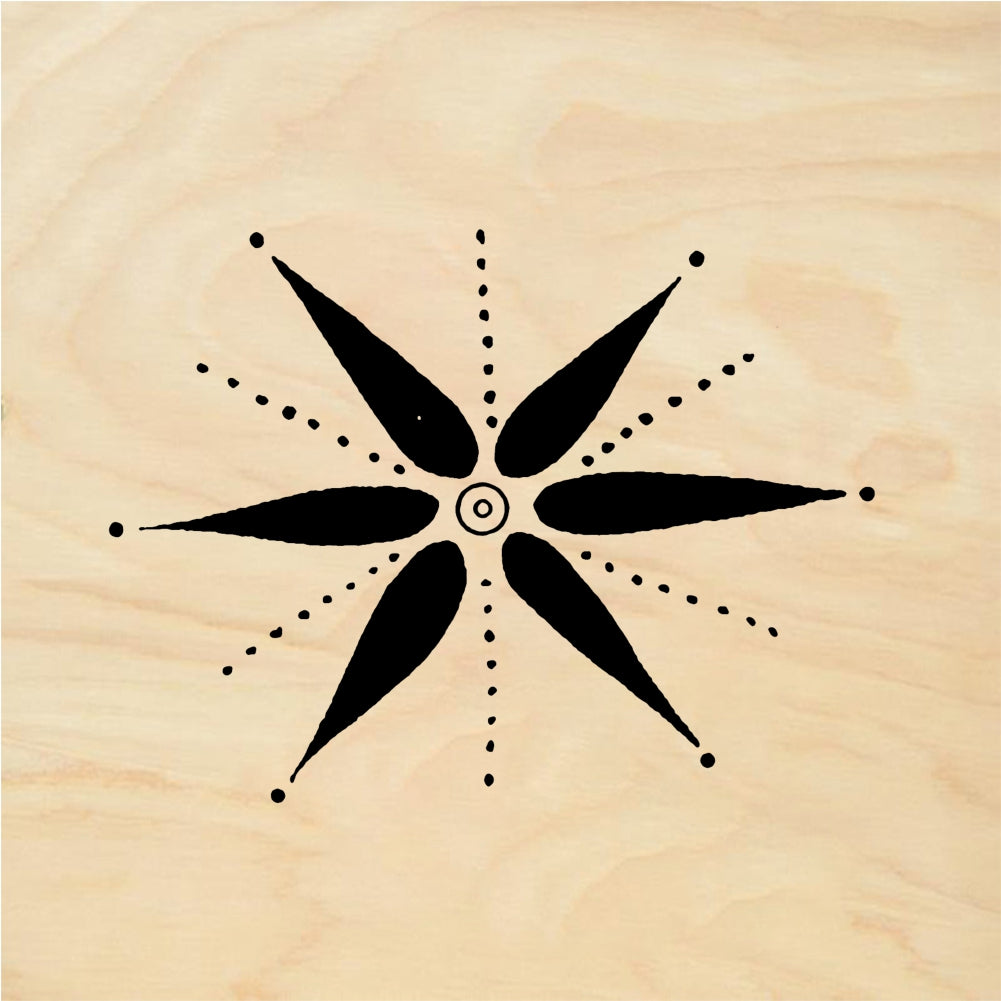 StampaFe Pueblo flower, lg. Pueblo Flower - Rubber Stamp 1.75 x 1.5