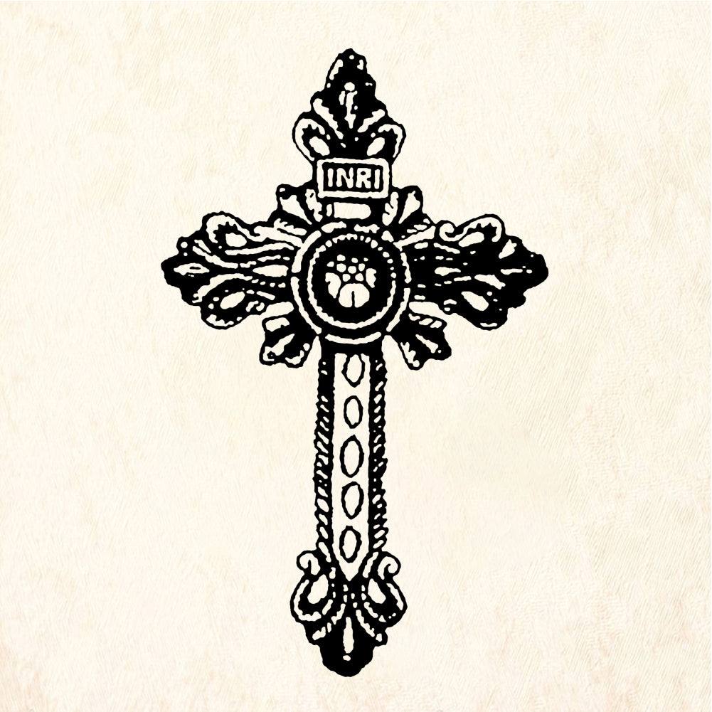 StampaFe Silver Cross Ornate INRI Rubber Art Stamp