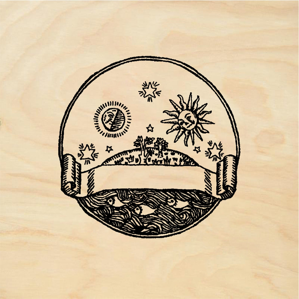 StampaFe Sun & moon bookplate - Rubber Stamp 2 x 2.75
