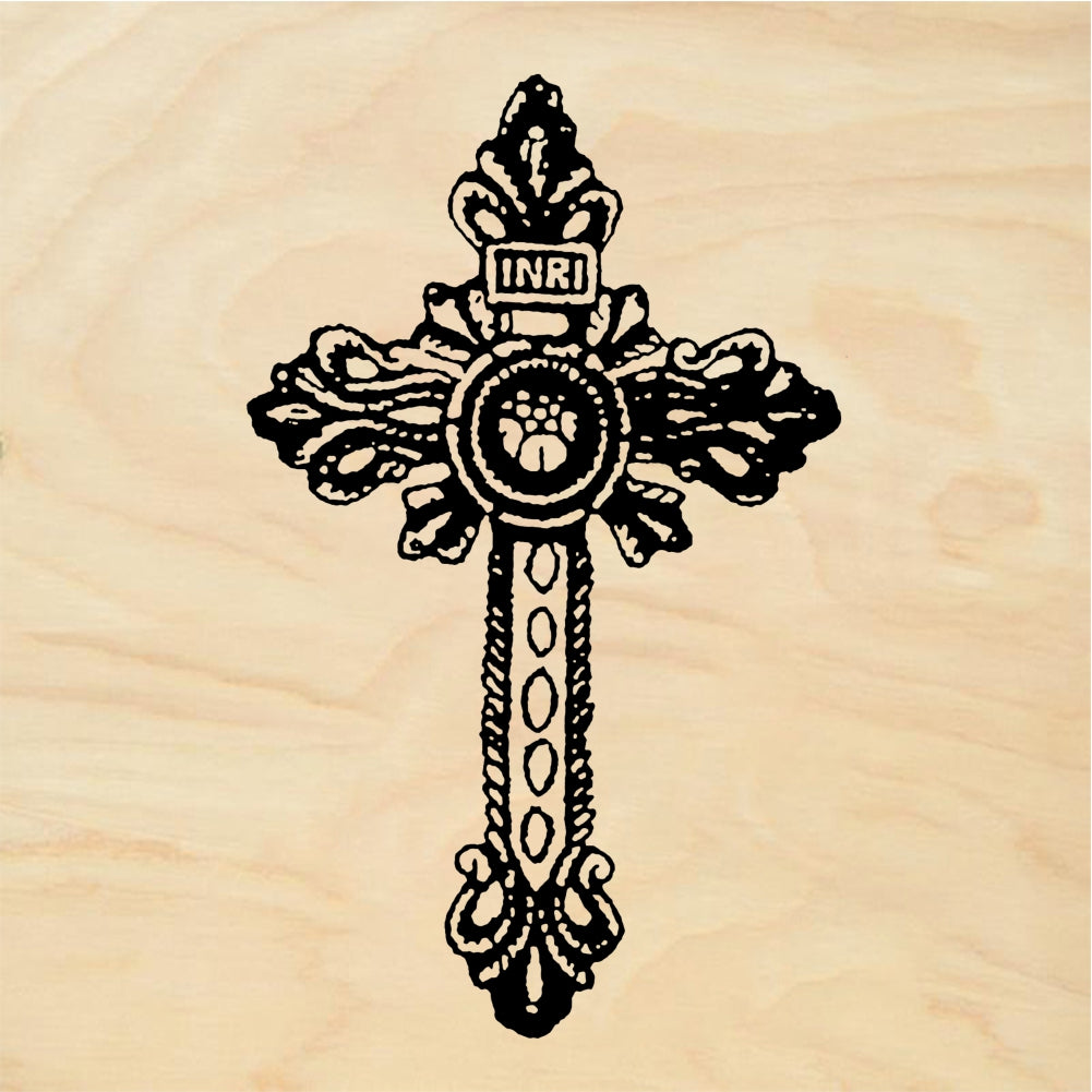 StampaFe Silver cross Silver Decorative Cross - Rubber Stamp 0.75 x 1.5