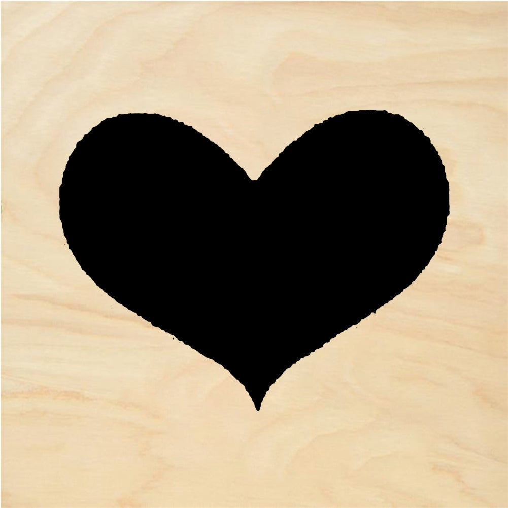 StampaFe Solid heart, lg. Large Solid Heart - Rubber Stamp 1.5 x 1.25