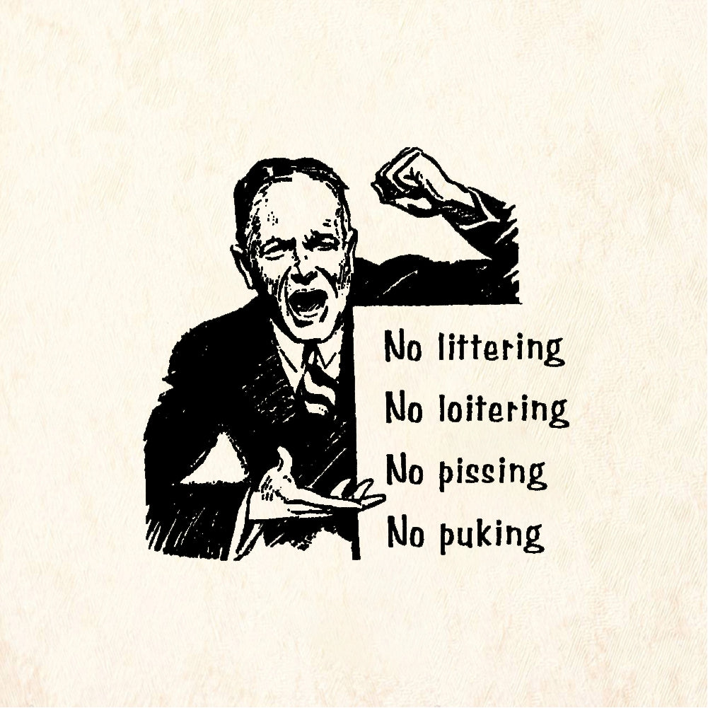 StampaFe No littering, no loitering No List Rules - Rubber Stamp 1.25 x 1.25