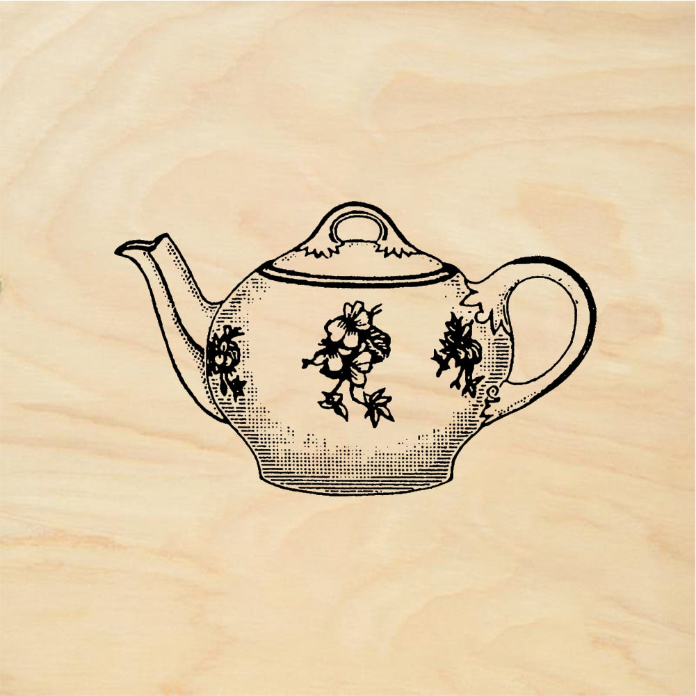 StampaFe Floral Tea Pot - Rubber Stamp 1.5 x 1