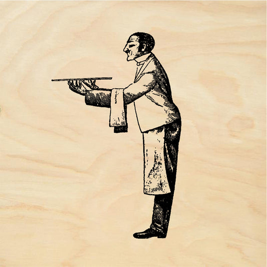 StampaFe Waiter Vintage Waiter - Rubber Stamp 1.5 x 1.25
