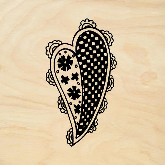 StampaFe Paisley heart - Rubber Stamp 1 x 1.25