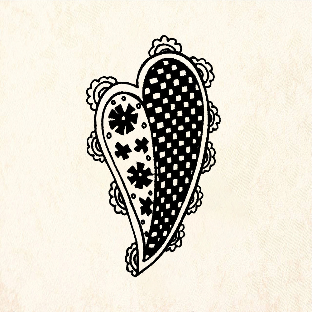 StampaFe Paisley heart - Rubber Stamp 1 x 1.25