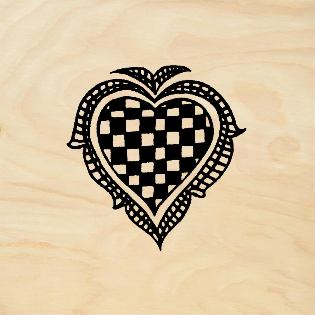 StampaFe Checkered heart - Rubber Stamp 1 x 1