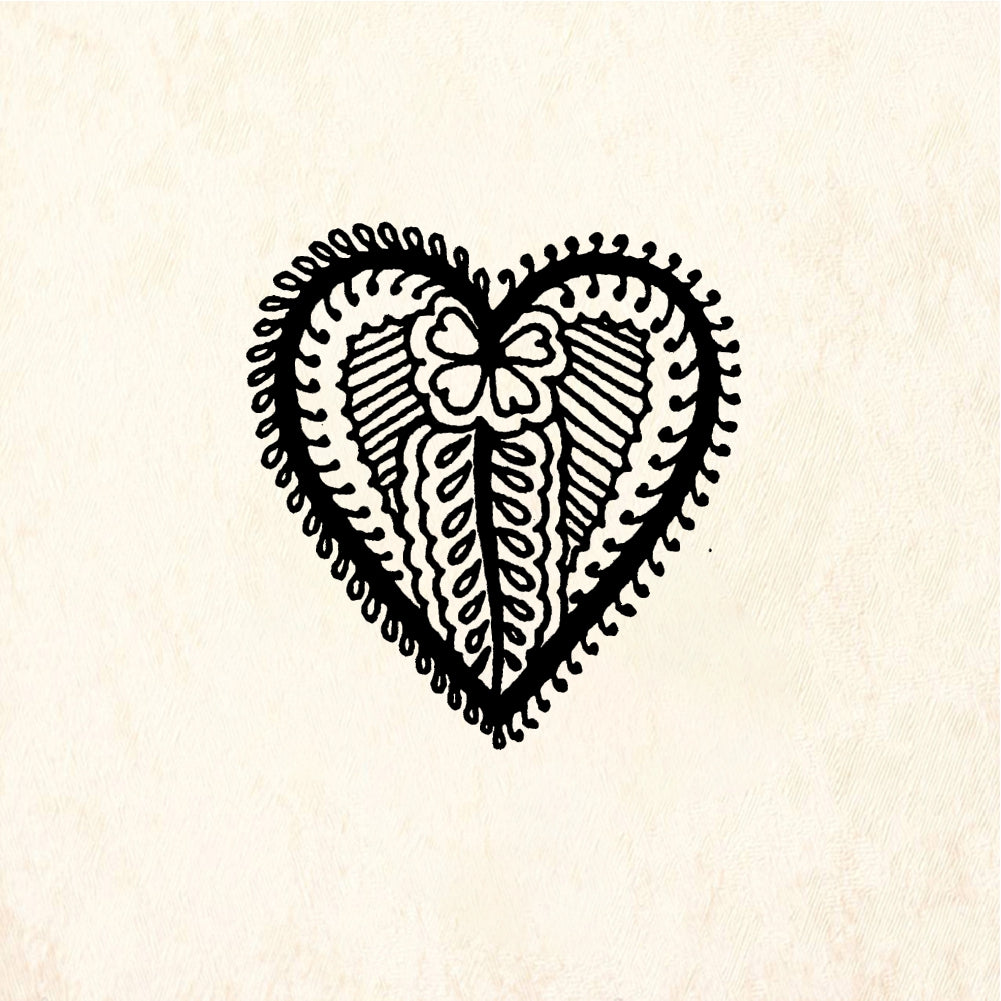 StampaFe Mehndi heart, large. - Rubber Stamp 1 x 1.25