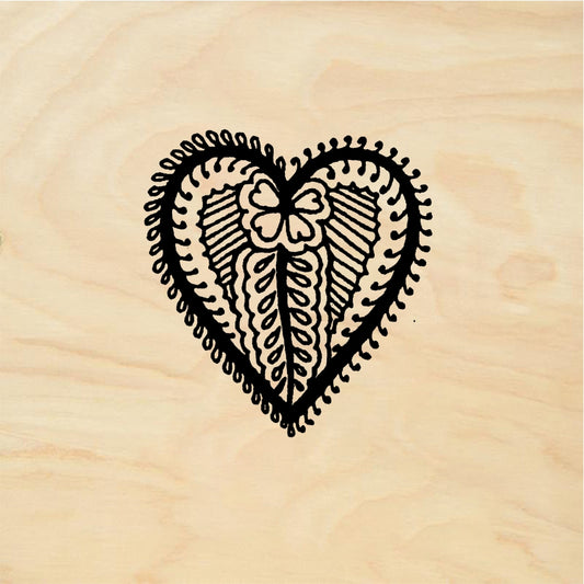 StampaFe Mehndi heart, large. - Rubber Stamp 1 x 1.25