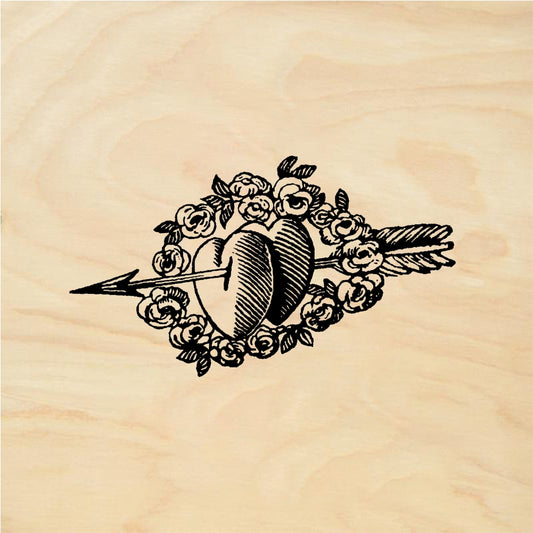 StampaFe Heart and Rose Ring - Rubber Stamp 2 x 1.5