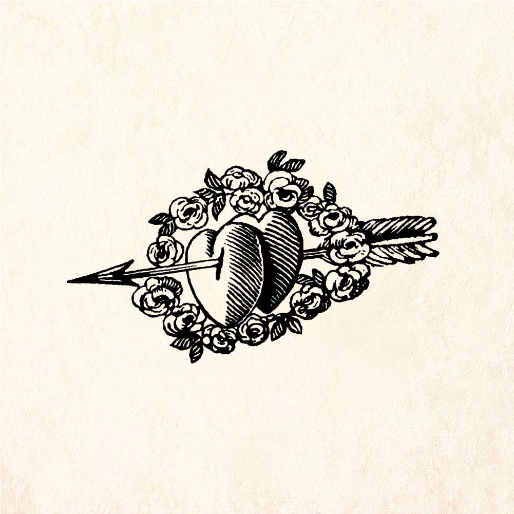 StampaFe Heart and Rose Ring - Rubber Stamp 2 x 1.5