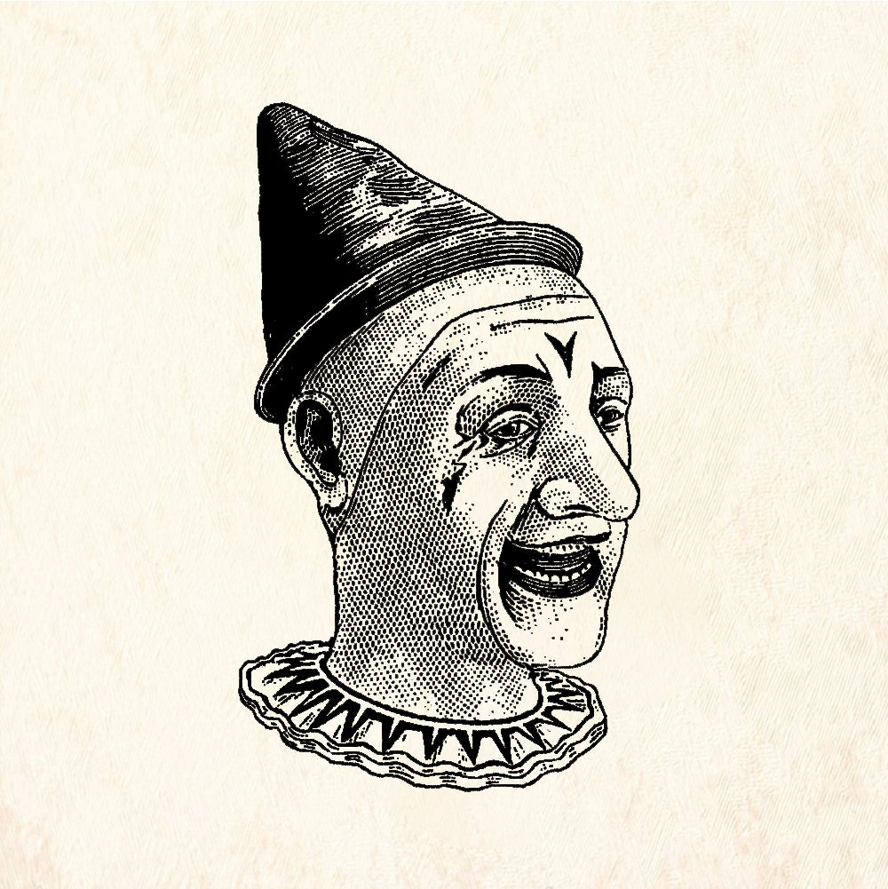 StampaFe Clown head Creepy Clown Head - Rubber Stamp 1.75 x 1.75