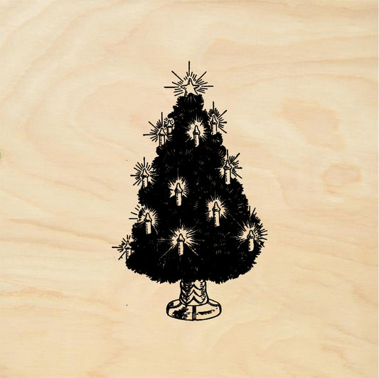 StampaFe Candle lit Xmas Tree - Rubber Stamp 1.5 x 2.25