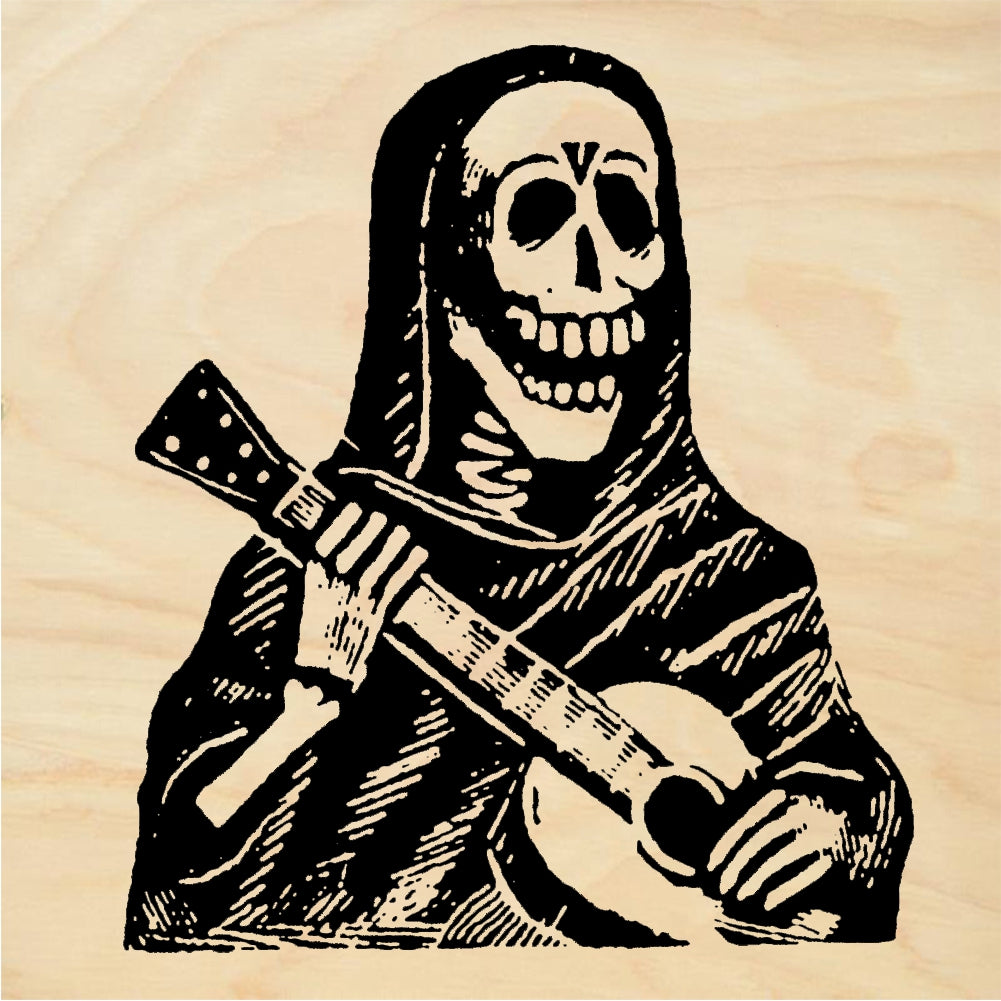 StampaFe The Strummer Day of the Dead Hooded Skeleton - Rubber Stamp 1.25 x 1.5