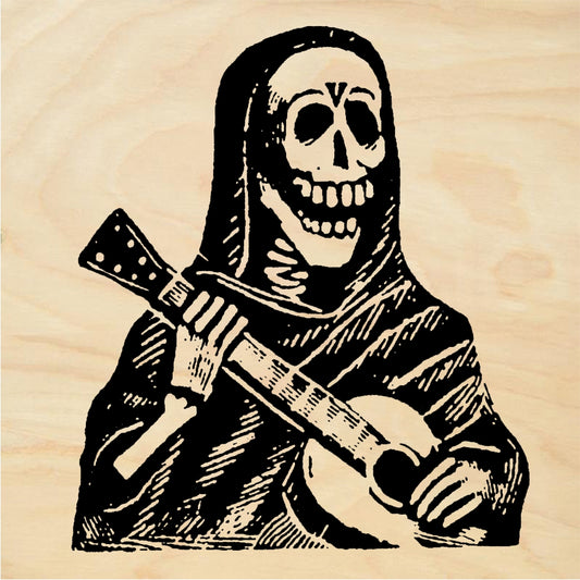 StampaFe The Strummer Day of the Dead Hooded Skeleton - Rubber Stamp 1.25 x 1.5