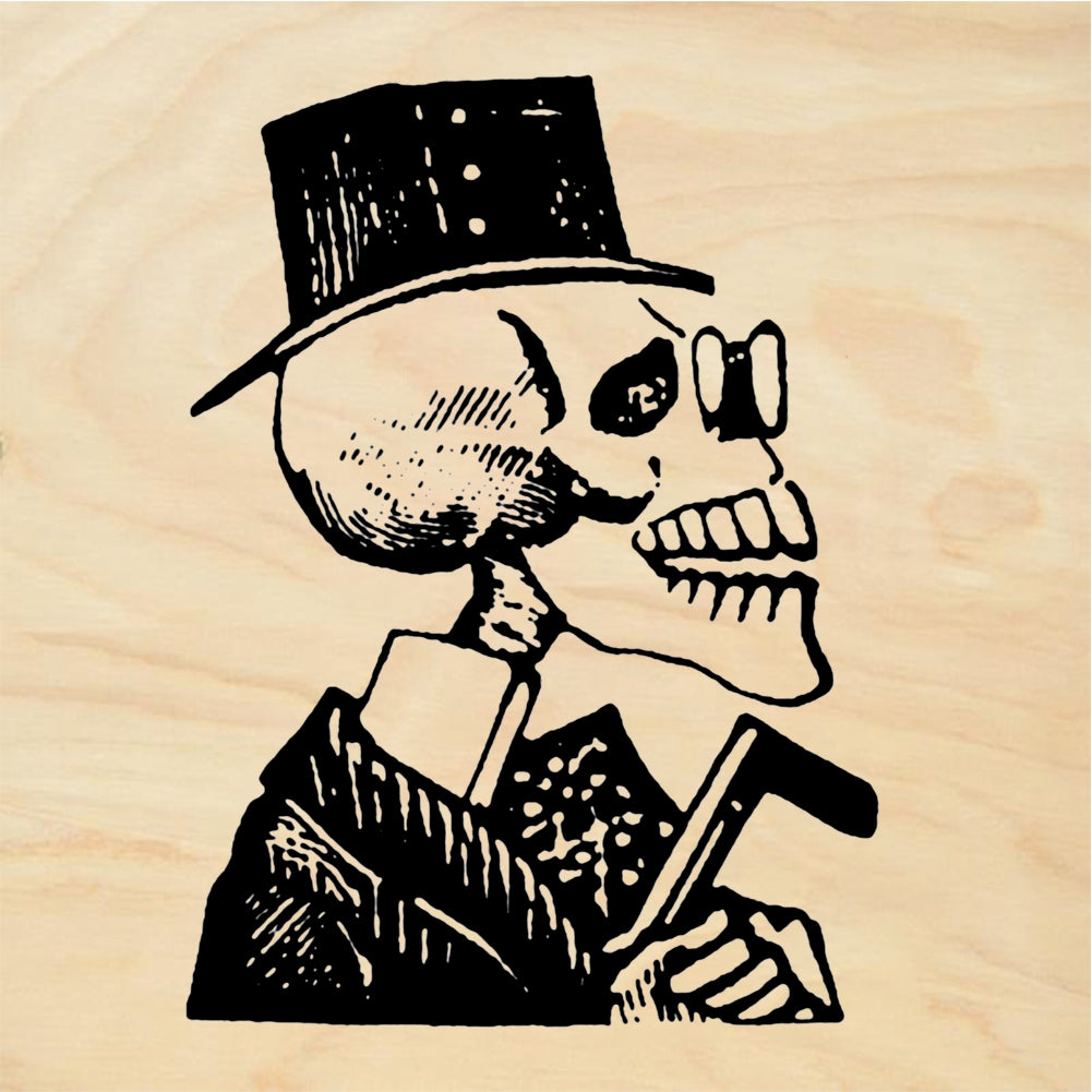 StampaFe The Dude Skeleton in Top Hat with Pipe - Rubber Stamp 1.75 x 1.75