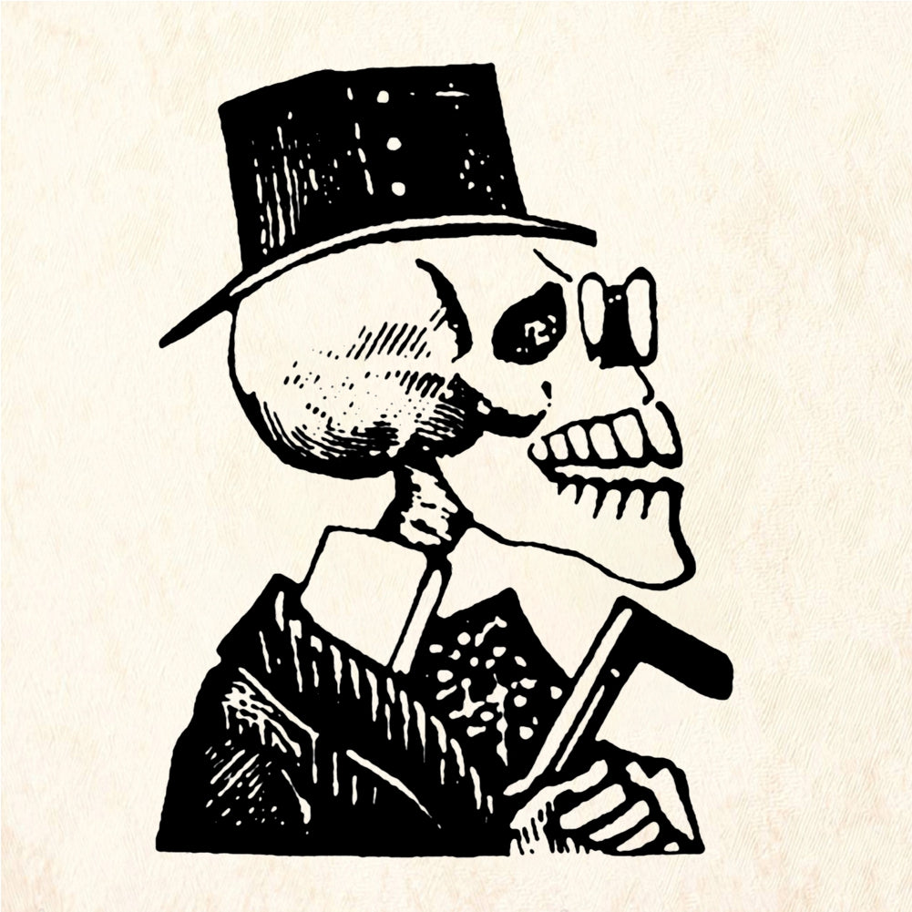 StampaFe The Dude Skeleton in Top Hat Rubber Stamp 1.25 x 1.75