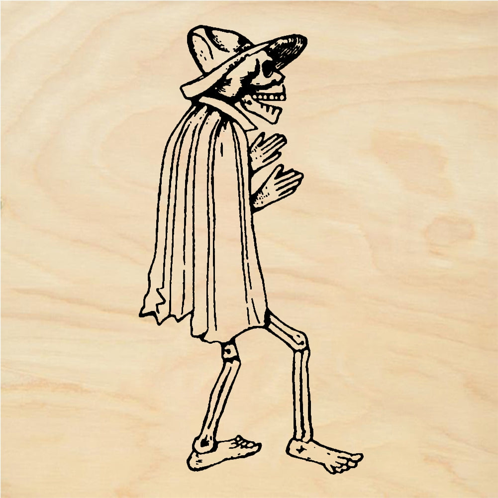 StampaFe The Lecher Skeleton in Cape and Hat - Rubber Stamp 1 x 2.25