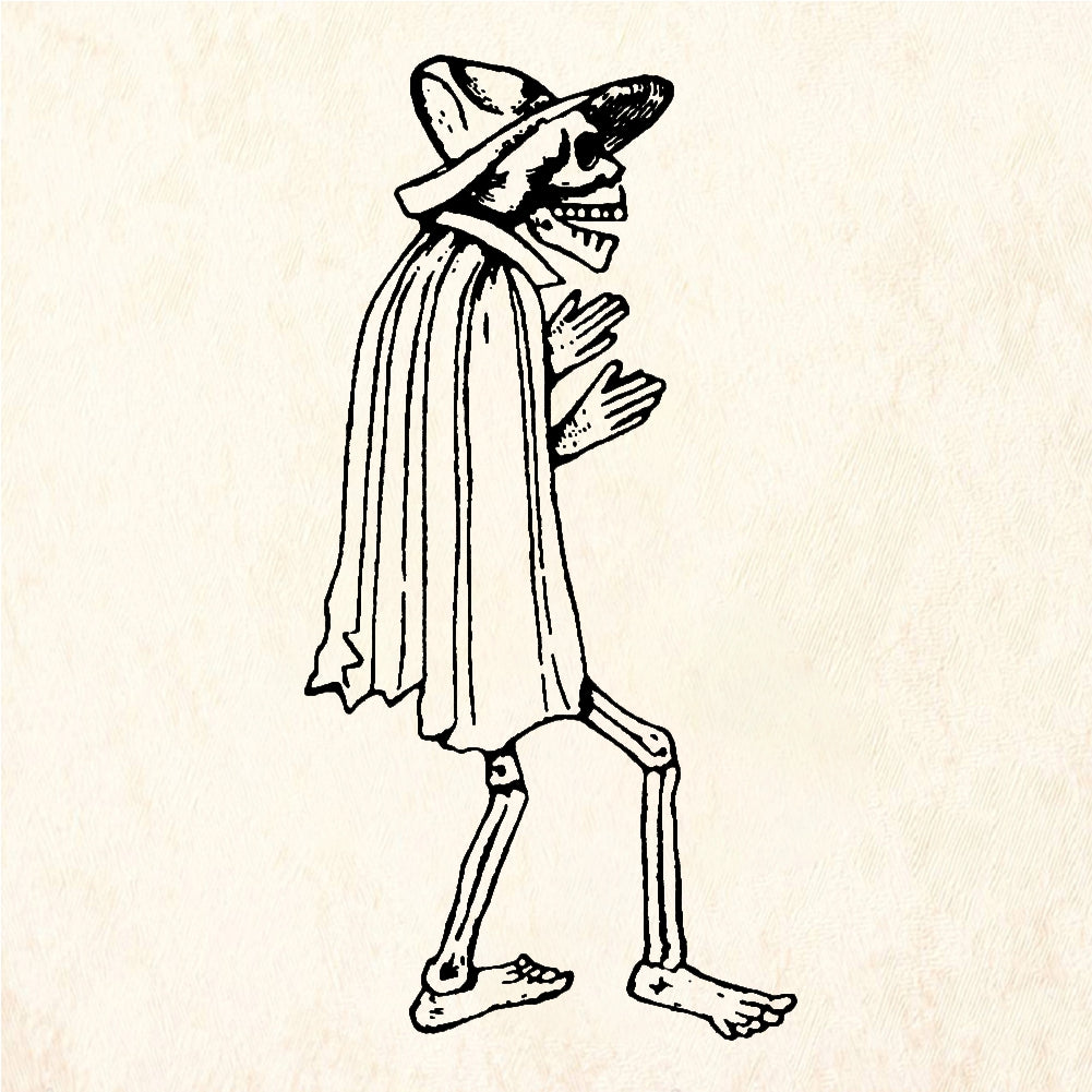 StampaFe The Lecher Skeleton in Cape and Hat Rubber Stamp 1.25 x 2.5