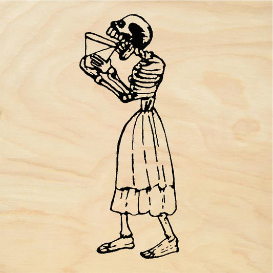 StampaFe The Alcoholic Drinking Skeleton Calavera - Rubber Stamp 1 x 2.5