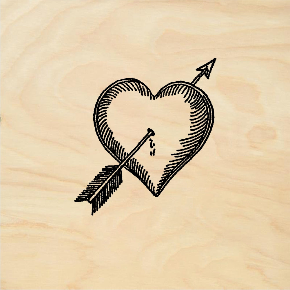 StampaFe Hearts & arrow, sm. Hearts with Arrow - Rubber Stamp 2.25 x 0.75