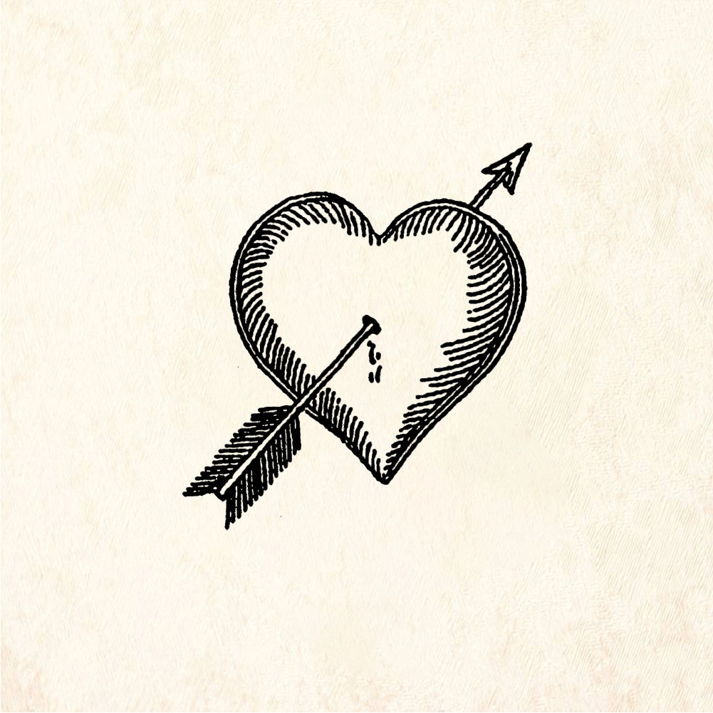 StampaFe Hearts & arrow, sm. Hearts with Arrow - Rubber Stamp 2.25 x 0.75