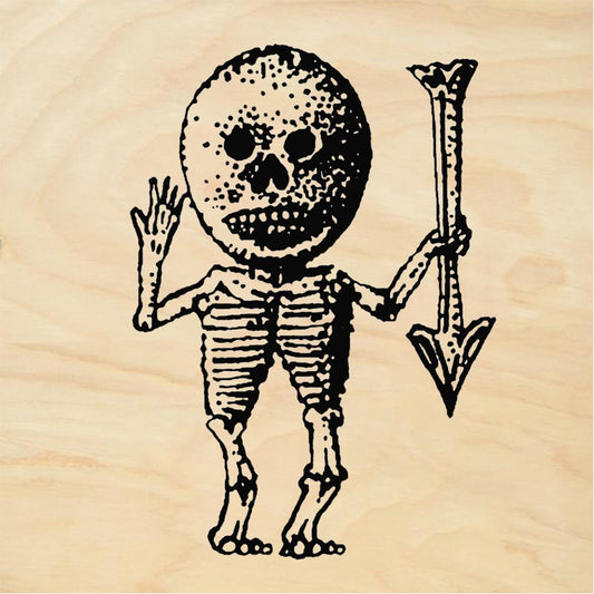 StampaFe Listening Skeleton Folk Art Skeleton - Rubber Stamp 1.25 x 1.75