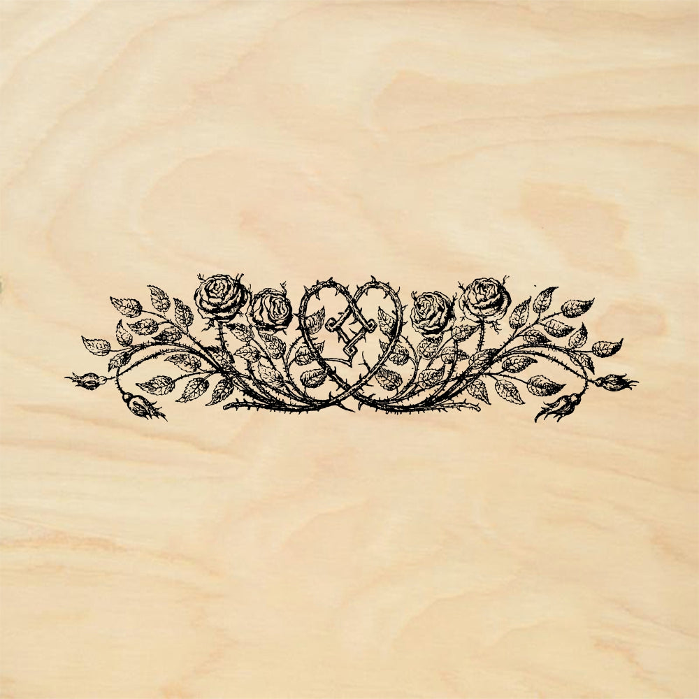 StampaFe Thorny heart with roses Thorny Rose Heart - Rubber Stamp 5.25 x 1.25