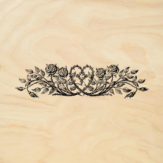 StampaFe Thorny heart with roses Thorny Rose Heart - Rubber Stamp 5.25 x 1.25