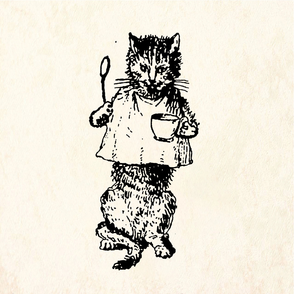 StampaFe Coffee cat, lg. Large Coffee Cat - Rubber Stamp 1.25 x 0.75